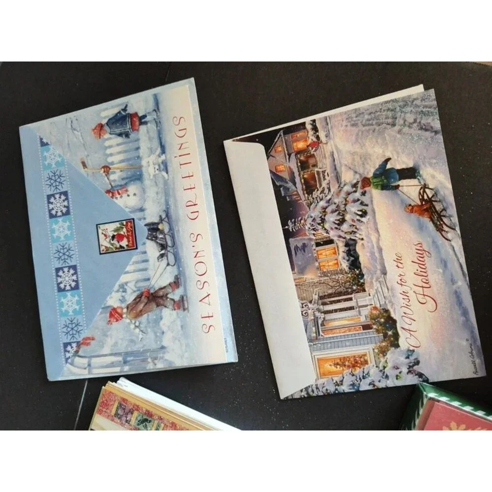 140 pcs vintage Christmas holidays postcards 70 cards + 70 envelopes, assorted